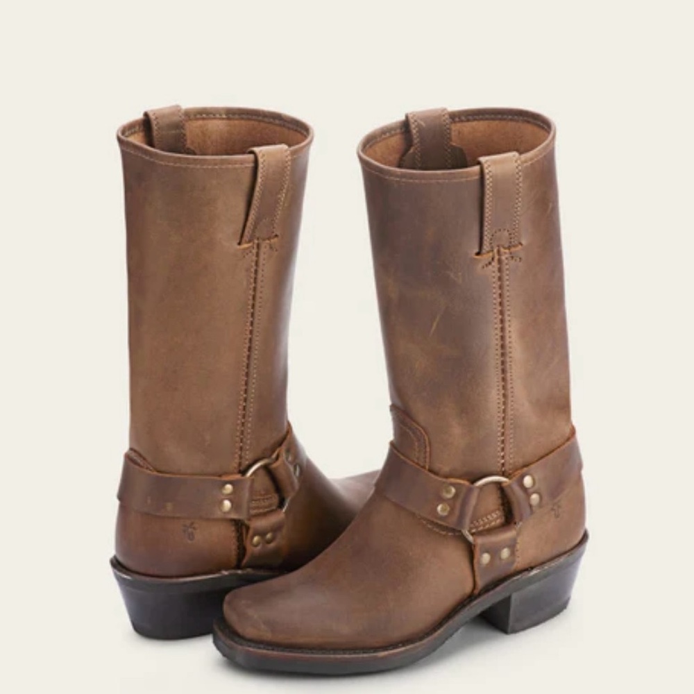 Frye Harness Leather Motorcycle Boots, 8.5